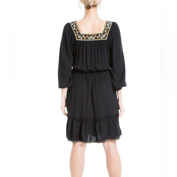 Max Studio Boho Romantic Peasant Square Neck Embroidered Dress XS Long Sleeve - Picture 2 of 7